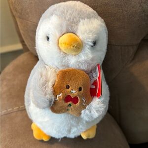 Penguin Plush Toy with gingerbread Christmas holiday winter